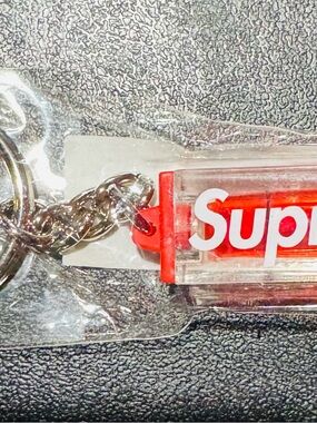 Supreme Red Clear Logo Level Keychain